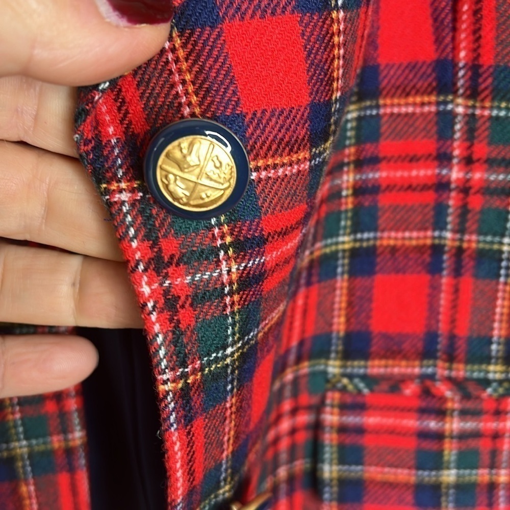 Pendleton Size 16 Wool Tartan Red Green Blue Blazer Fully Lined New with Tags - Picture 7 of 12